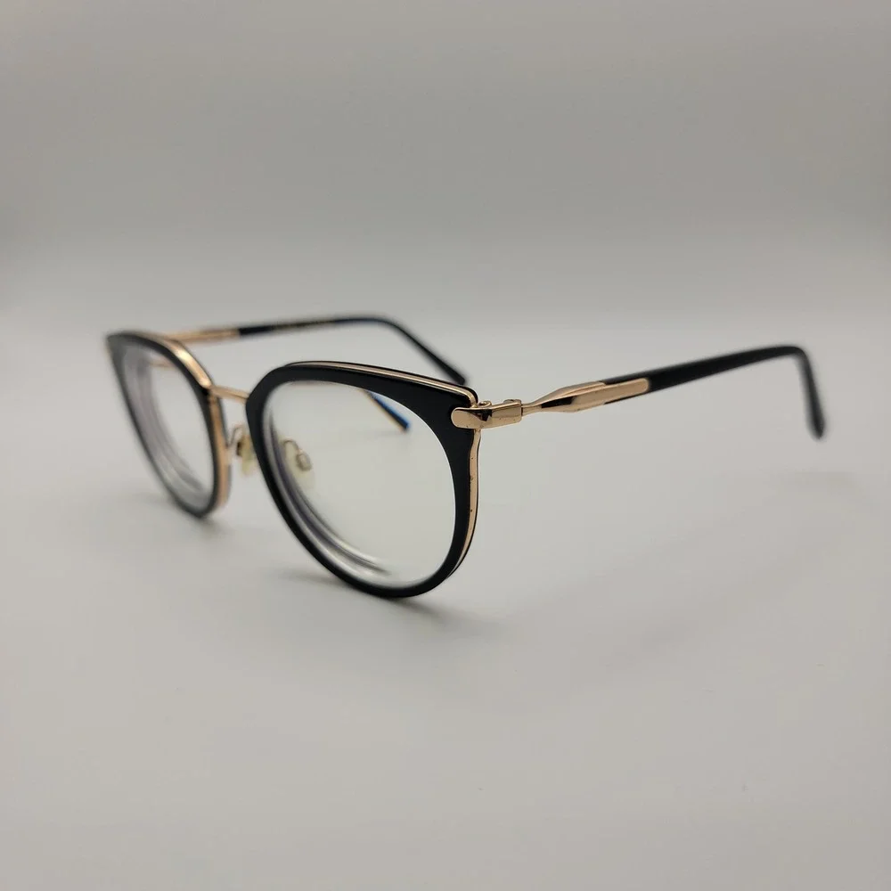 Warby Parker Whittier M Eyeglasses Frames Only 50-21-140 Black Gold CatEye Italy